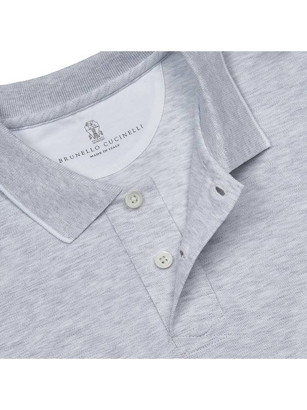 Embroidered Logo Short Sleeve Polo Shirt Grey - BRUNELLO CUCINELLI - BALAAN 7