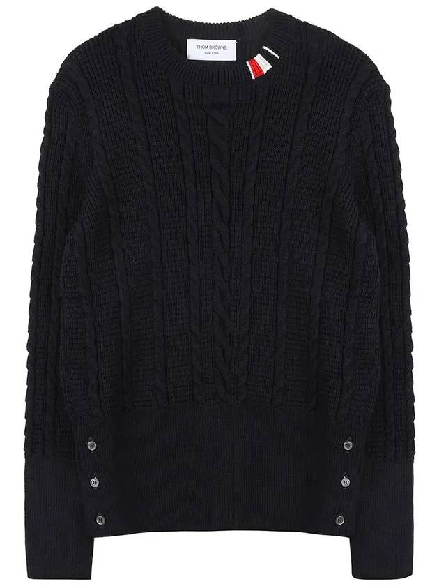 RWB Cable Wool Knit Top Navy - THOM BROWNE - BALAAN 7