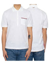 Men's Three Stripes Pocket Mercerized Short Sleeve Polo Shirt White - THOM BROWNE - BALAAN 2