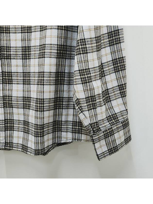 Flannel Check Button-Up Long Sleeve Shirt White Black - ACNE STUDIOS - BALAAN 7