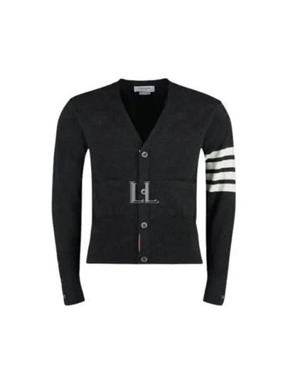 Men's Diagonal Classic Cashmere Cardigan Dark Grey - THOM BROWNE - BALAAN 2