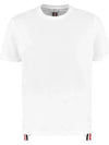 Men's Center Back Striped Short Sleeve T-Shirt White - THOM BROWNE - BALAAN 2