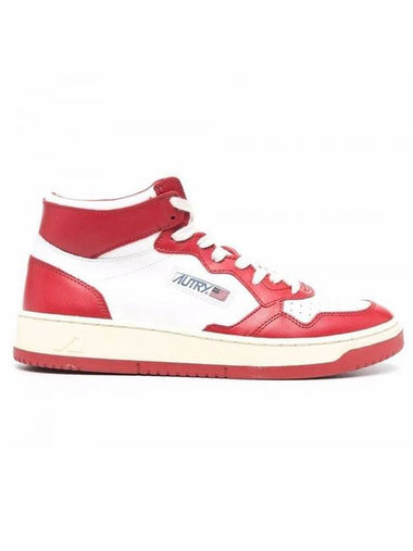 Medalist leather mid-top sneakers white red - AUTRY - BALAAN 1