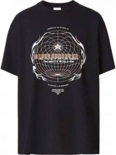 Graphic Print Overfit Cotton Short Sleeve T-Shirt Black - BURBERRY - BALAAN 2