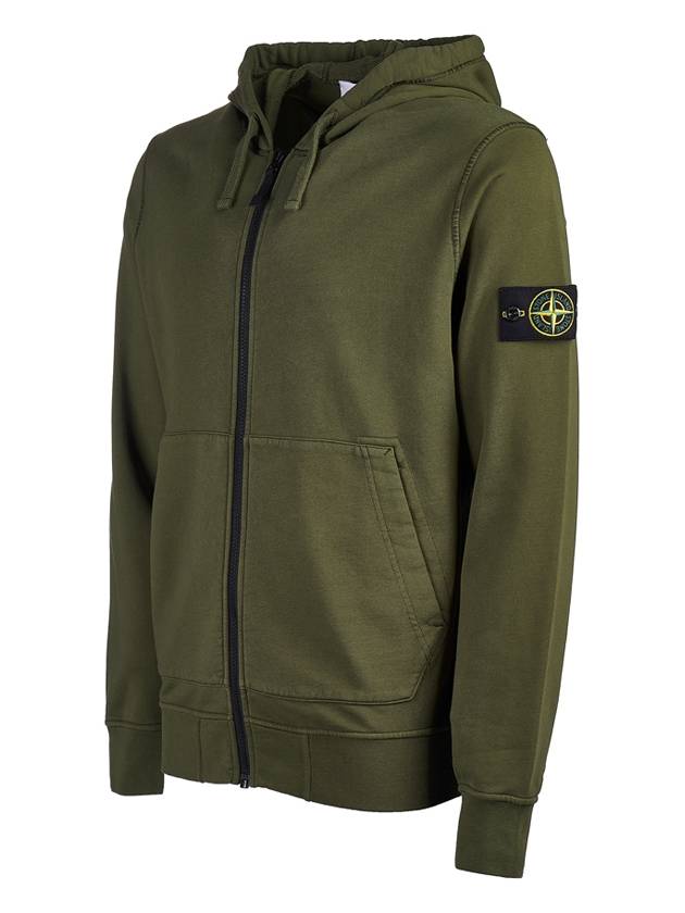 Men Wappen Cotton Fleece Hooded Zip Up Khaki - STONE ISLAND - BALAAN 3