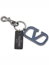 V Logo Signature Key Ring Silver Blue - VALENTINO - BALAAN 4