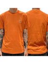 Pisato Effect Logo Patch Short Sleeve T-Shirt Orange - STONE ISLAND - BALAAN 2