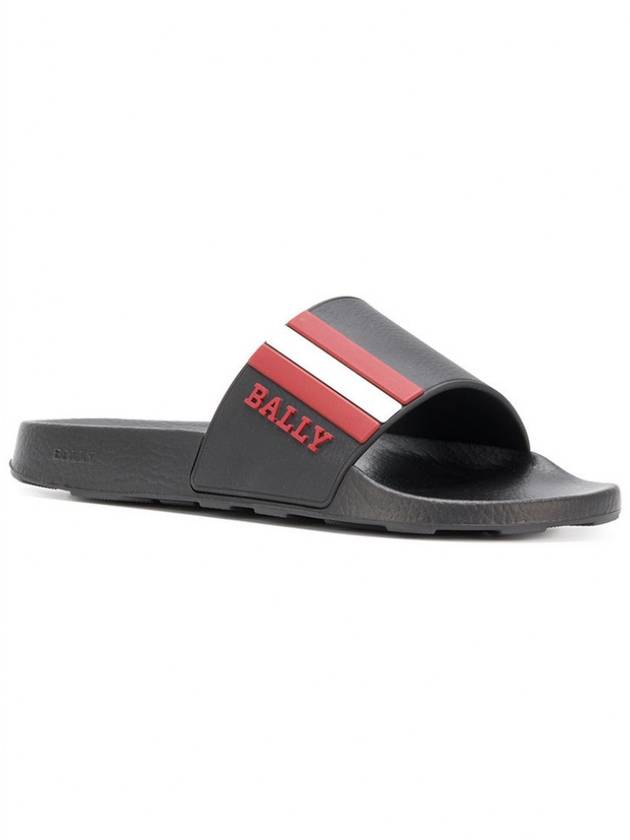 logo striped slippers black - BALLY - BALAAN.