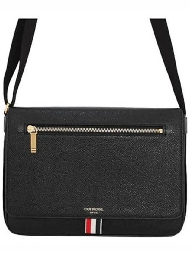 Tonal Strap Leather Reporter Cross Bag Black - THOM BROWNE - BALAAN 4