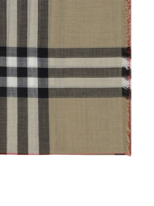 Check Wool Silk Scarf Beige - BURBERRY - BALAAN 5