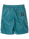 Logo Patch Nylon Swim Shorts Blue - STONE ISLAND - BALAAN 3