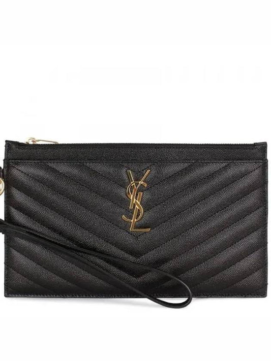 Cassandre Matelasse Large Zipped Clutch Bag Black - SAINT LAURENT - BALAAN 2