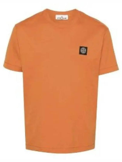 Logo Patch Short Sleeves T-Shirt Orange - STONE ISLAND - BALAAN 2