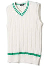 Cable color scheme V-neck knit vest IVORY GREEN - 20THHOLE - BALAAN 5