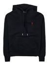 Heart Logo Cotton Hoodie Black - AMI - BALAAN 2