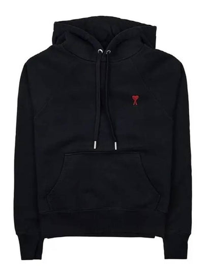 Heart Logo Cotton Hoodie Black - AMI - BALAAN 2