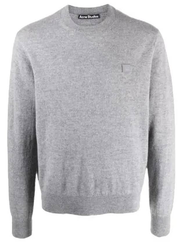 Face Patch Crew Neck Knit Top Grey Melange - ACNE STUDIOS - BALAAN 2