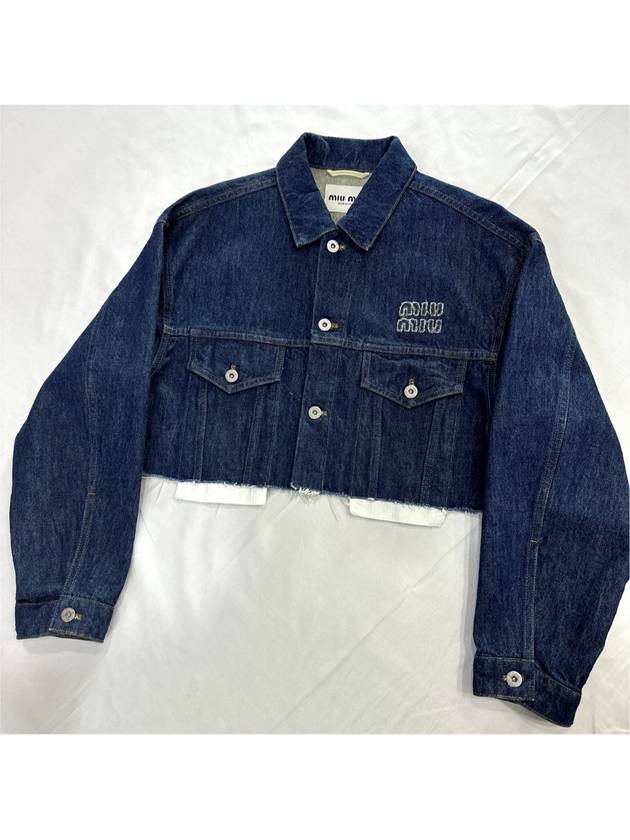 40 MiuMiu Women s Denim Crop Cut Blouson Jacket - MIU MIU - BALAAN 6