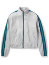 Striped Leather Bomber Jacket Grey - MARNI - BALAAN 2