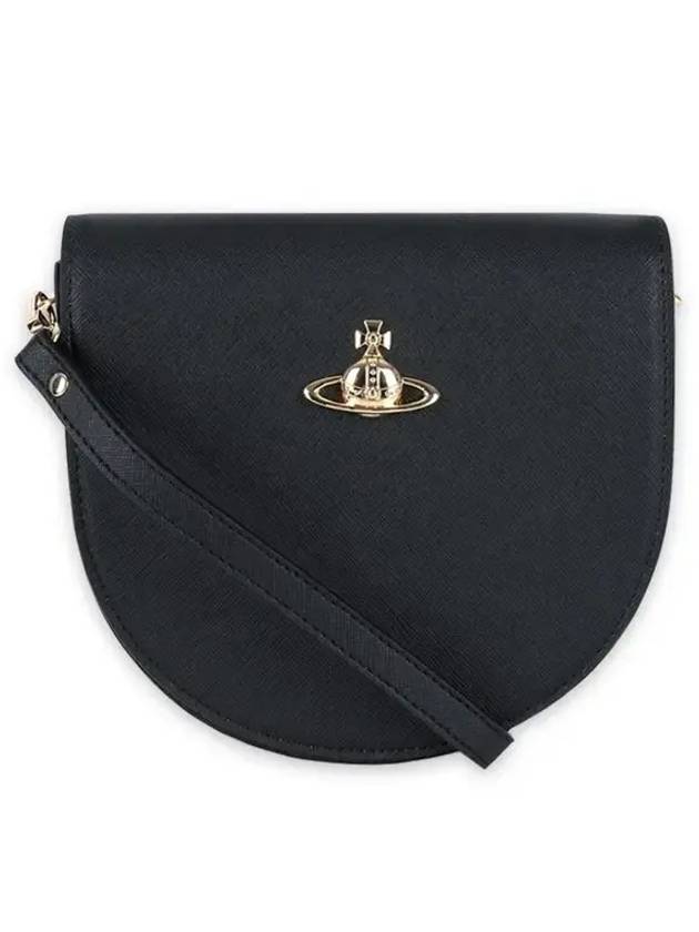 Women's Gold Logo Cross Saddle Bag Black - VIVIENNE WESTWOOD - BALAAN 2