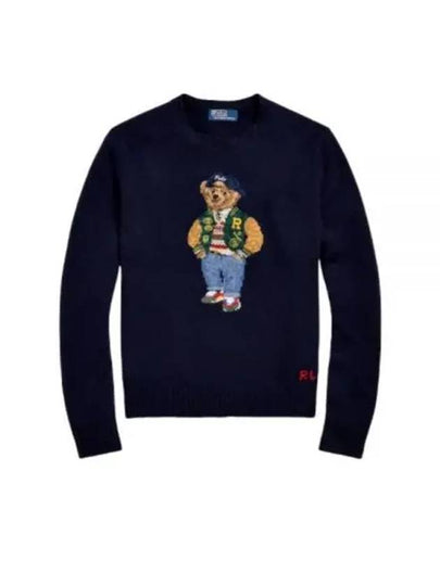 Polo Bear Intarsia Wool Cashmere Sweatshirt Navy - POLO RALPH LAUREN - BALAAN 2