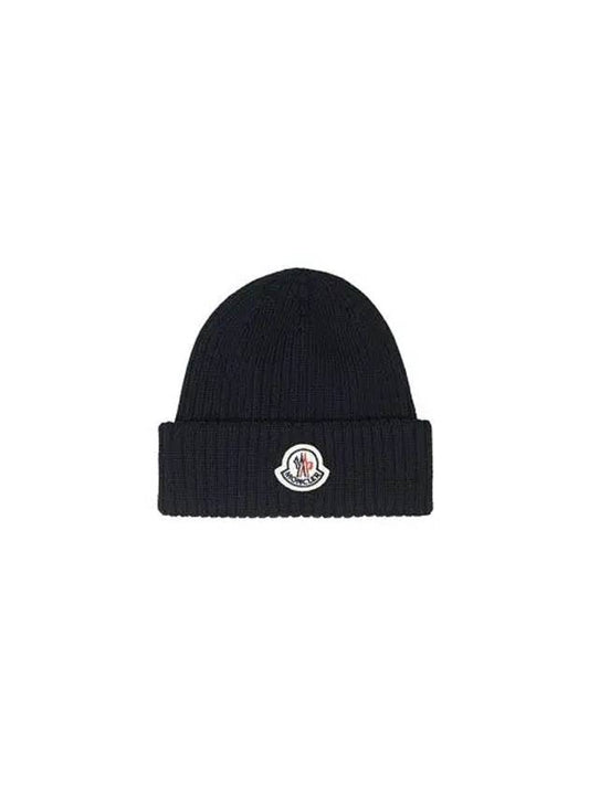 Logo Wool Beanie Navy 3B00023 M1127 742 - MONCLER - BALAAN 2