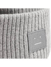 Face Patch Ribbed Wool Beanie Grey - ACNE STUDIOS - BALAAN 5