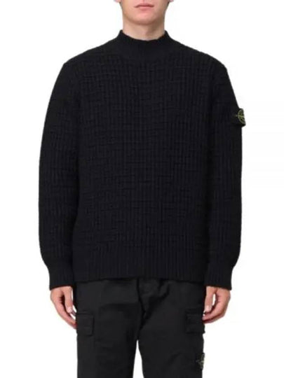 Compass Badge 3D Knit Top Black - STONE ISLAND - BALAAN 2