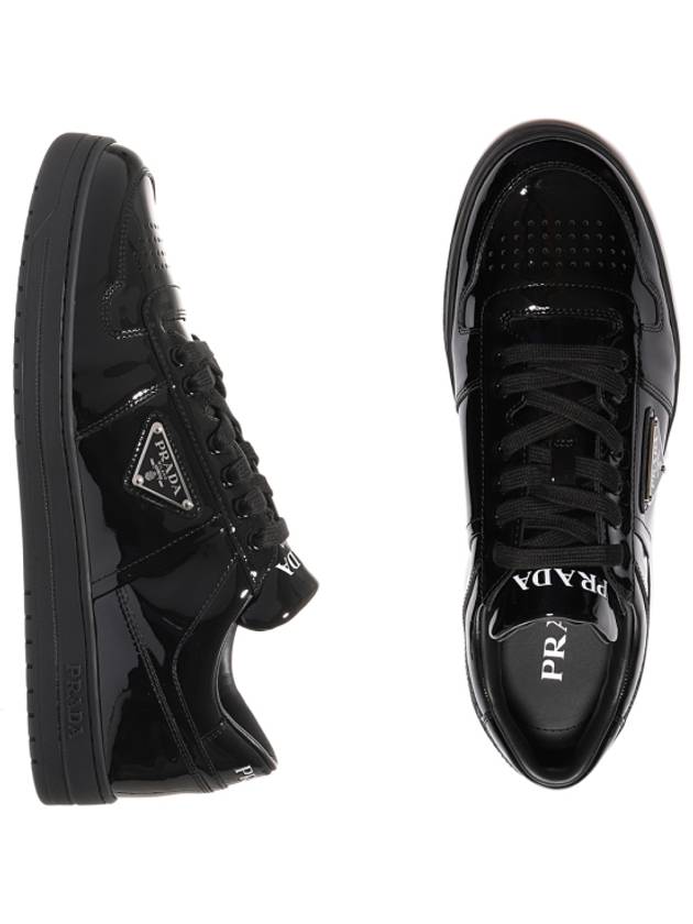 Men's Downtown Triangle Logo Leather Low Top Sneakers Black - PRADA - BALAAN 2