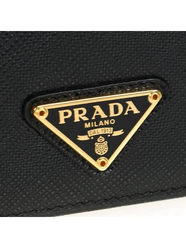 Gold Hardware Triangle Logo Saffiano Half Wallet Black - PRADA - BALAAN 8