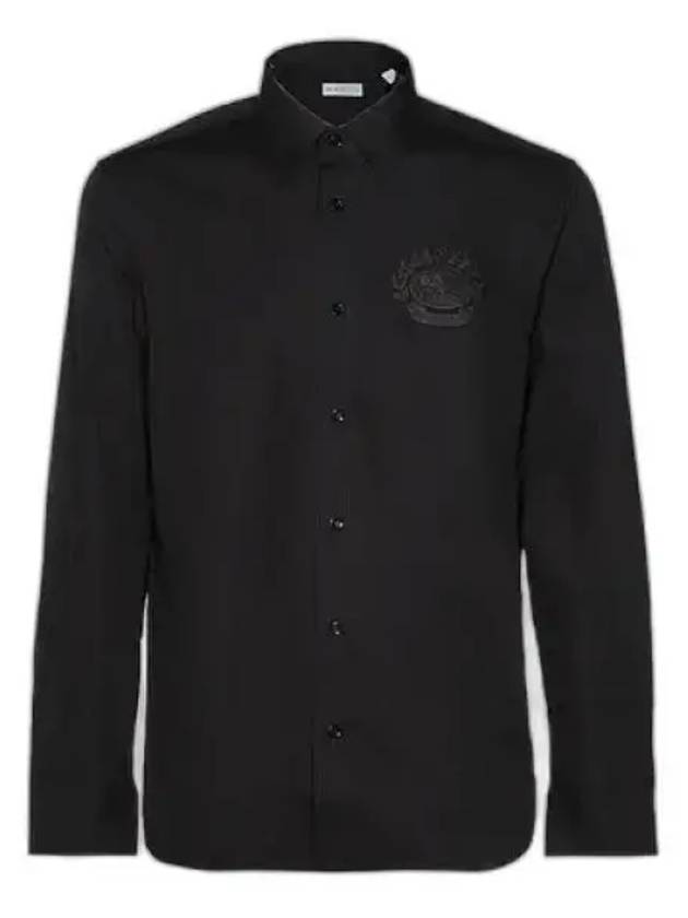 Embroidered Logo Long Sleeve Shirt Black - BURBERRY - BALAAN 2