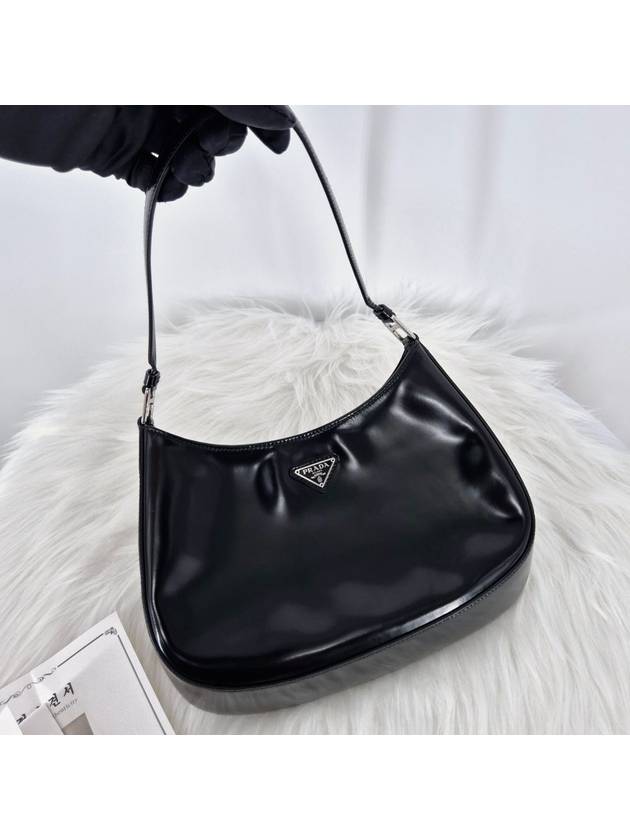 Brushed Cleo Hobo Bag Black Tote Shoulder - PRADA - BALAAN 7