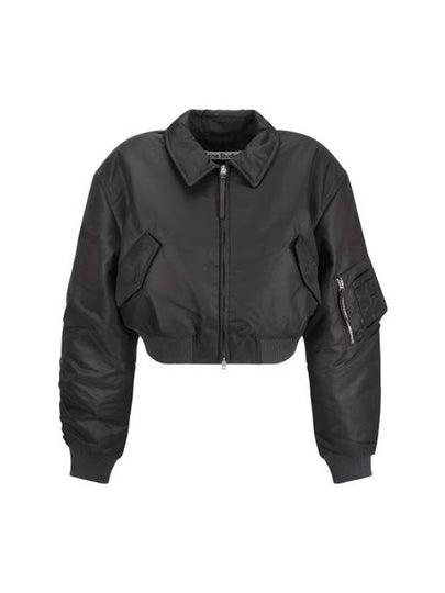 Crop Padded Bomber Jacket Anthracite Grey - ACNE STUDIOS - BALAAN 2