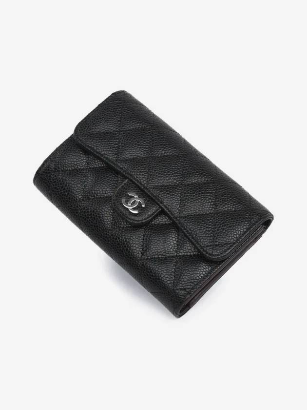 Classic medium wallet black caviar silver plate AP0232 - CHANEL - BALAAN 2