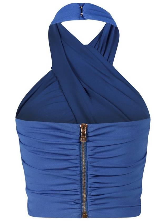 Women's Draped Jersey Colop Sleeveless Blue - BALMAIN - BALAAN 3