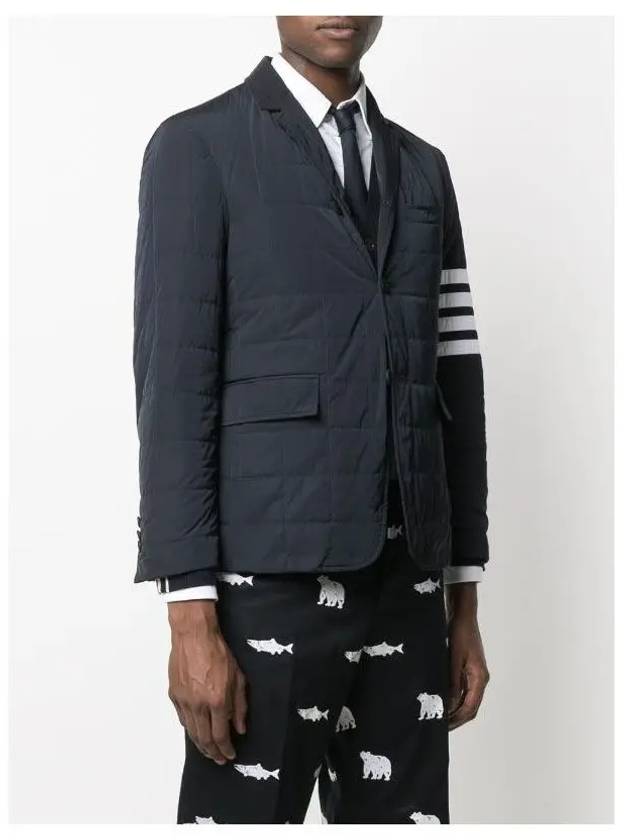 4 Bar Poly Twill Padding Blazer Jacket Navy - THOM BROWNE - BALAAN 5