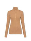 Half Zipper Rib Turtleneck Brown - GANNI - BALAAN 2