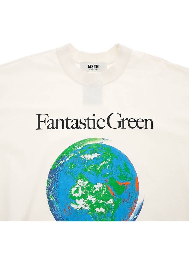 Fantastic Green Sustainable Cotton Short Sleeve T-Shirt Ivory - MSGM - BALAAN 4