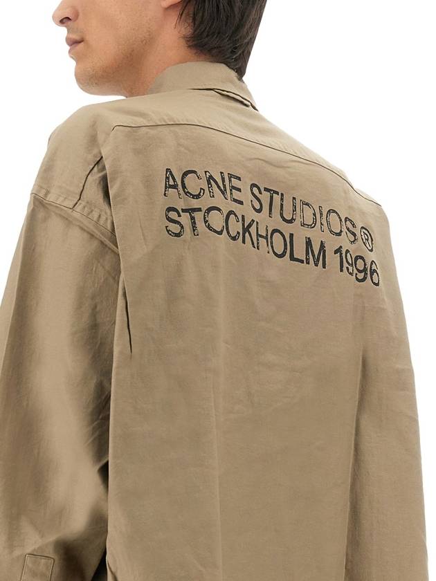 Studios Oversized Cotton Long Sleeve Shirt Beige - ACNE STUDIOS - BALAAN 5