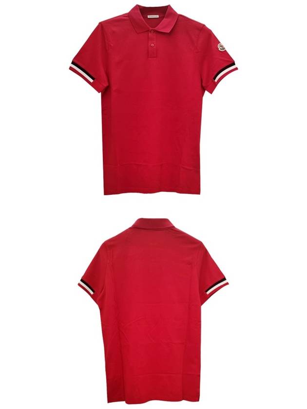 Logo Patch Color Matching Line Polo Shirt Red - MONCLER - BALAAN 5