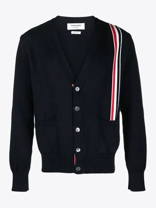 RWB Striped Intarsia Cotton Cardigan Navy - THOM BROWNE - BALAAN 2