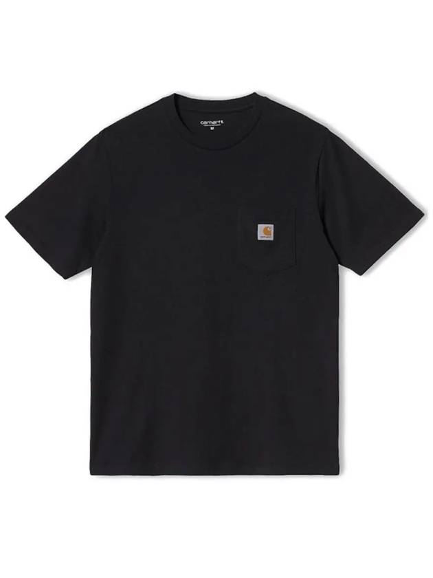 24SS Logo Patch Pocket TShirt Black I030434 89XX - CARHARTT - BALAAN 2