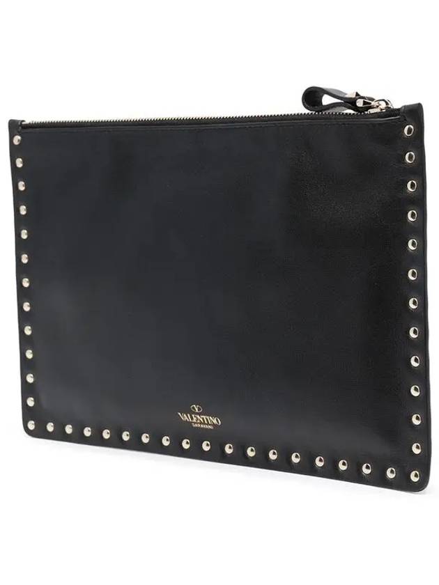 Rockstud Zipper Clutch Bag Black - VALENTINO - BALAAN 5