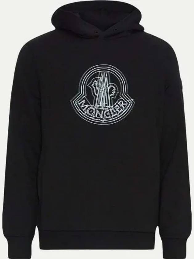 Logo Motif Hoodie Black - MONCLER - BALAAN 2