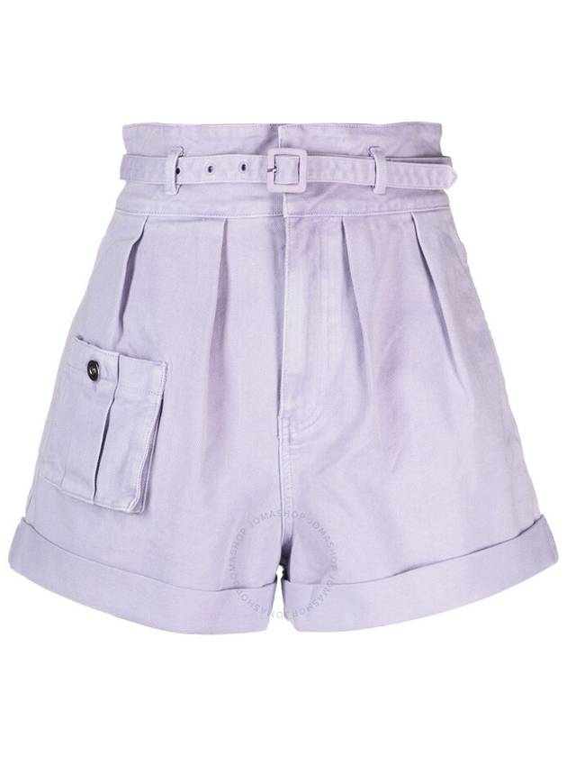 Self Portrait Ladies Purple Belted Cotton Shorts, Waist Size 26" - SELF PORTRAIT - BALAAN 1