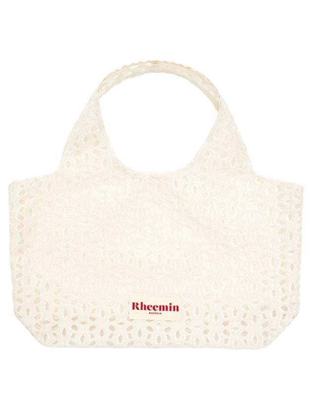 Flower jacquard shopper shoulder bag ivory - RHEEMIN - BALAAN 1