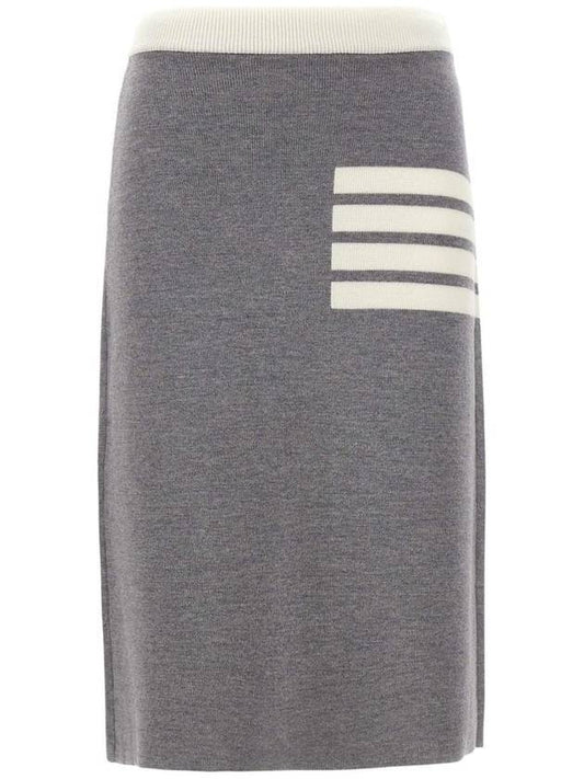 Double Face Merino 4 Bar A Line Skirt Light Grey - THOM BROWNE - BALAAN 1