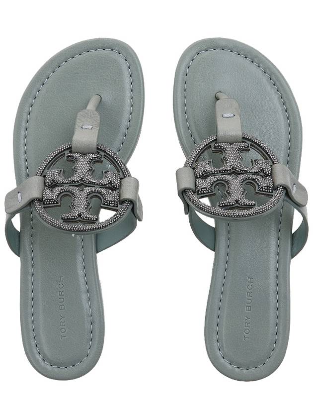 Women's Miller Leather Flip Flops Blue - TORY BURCH - BALAAN 7