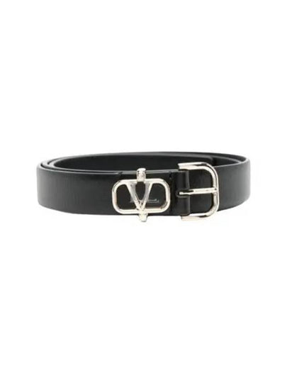 V Logo Leather Belt Black - VALENTINO - BALAAN 2