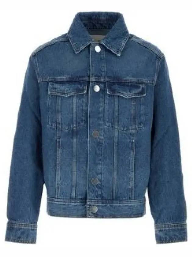 Paris Logo Patch Flap Pocket Cotton Denim Jacket Blue - AMI - BALAAN 2